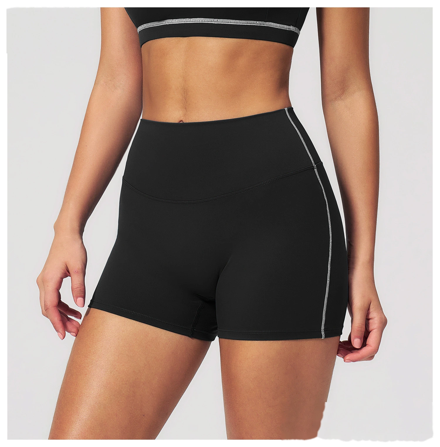 High Waist Peach Hip Naked Feel Yoga Shorts, Elastic Tight Sports Fitness Yoga Short Outfit for Women detail