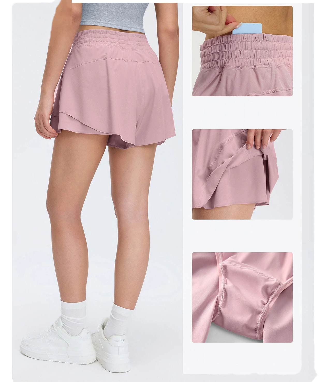 Bulk Custom Lined Anti-See-Through Shorts - Women's High-Waisted Quick-Dry Breathable Gym Yoga Shorts detail