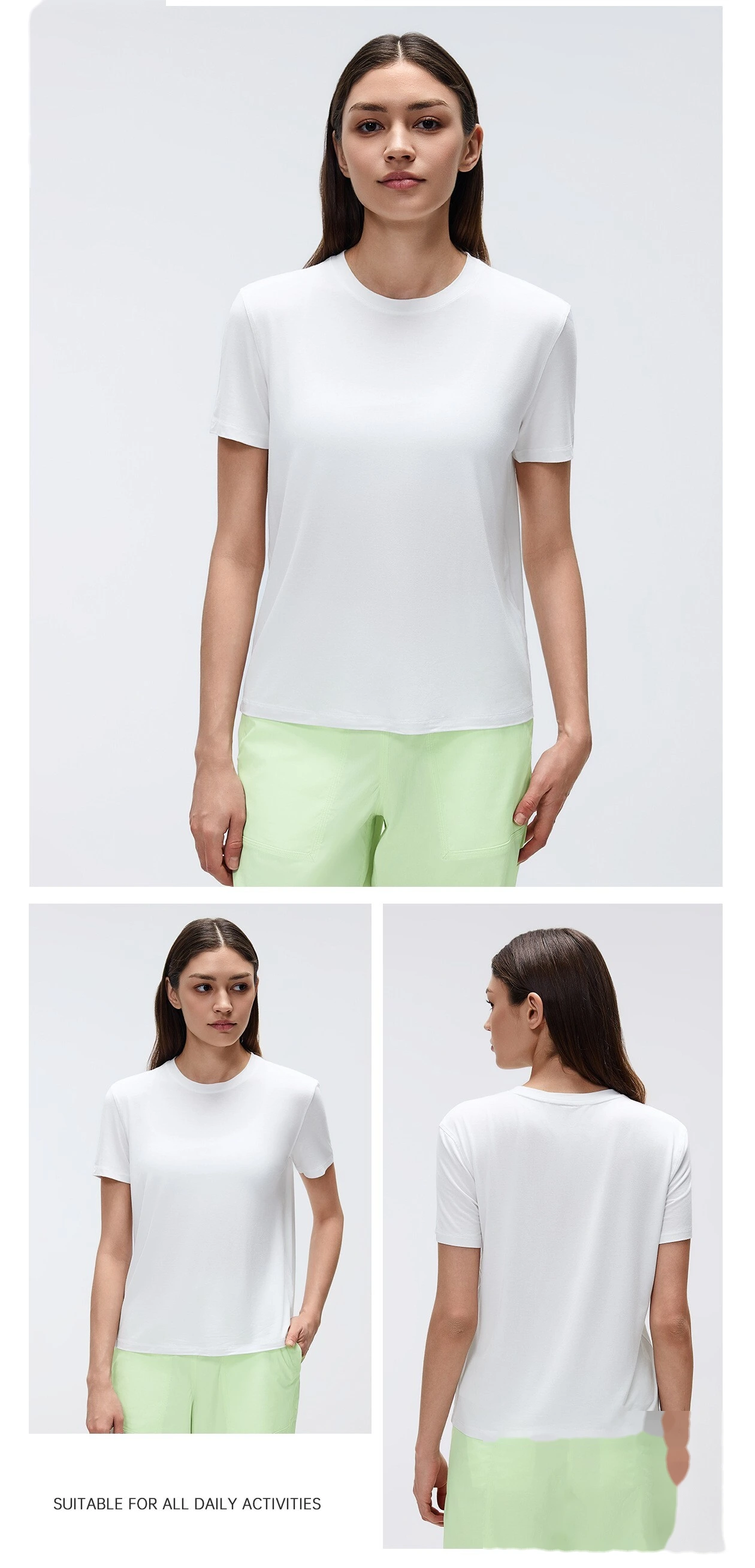Bulk Custom Crew Neck Sports Top - Women's Summer Quick-Dry Lightweight Pilates Yoga Gym Running Activewear detail