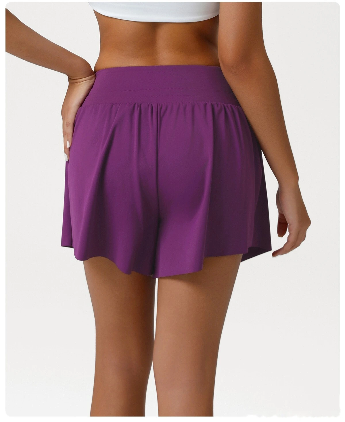 Customized loose nude shorts, high waist and abdomen, leisure yoga pants and anti-exposure fitness shorts - allni detail