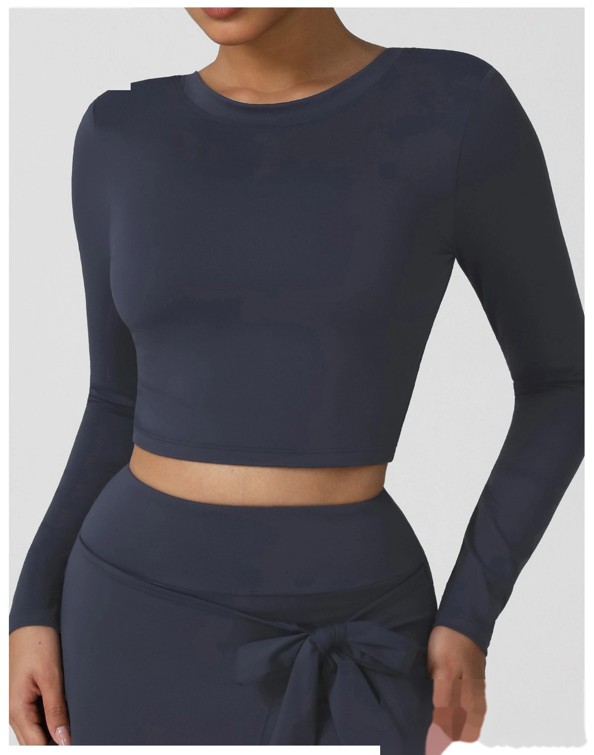 Customized new yoga sports jacket backless sexy slim long-sleeved women's dance fitness suit with pad. detail