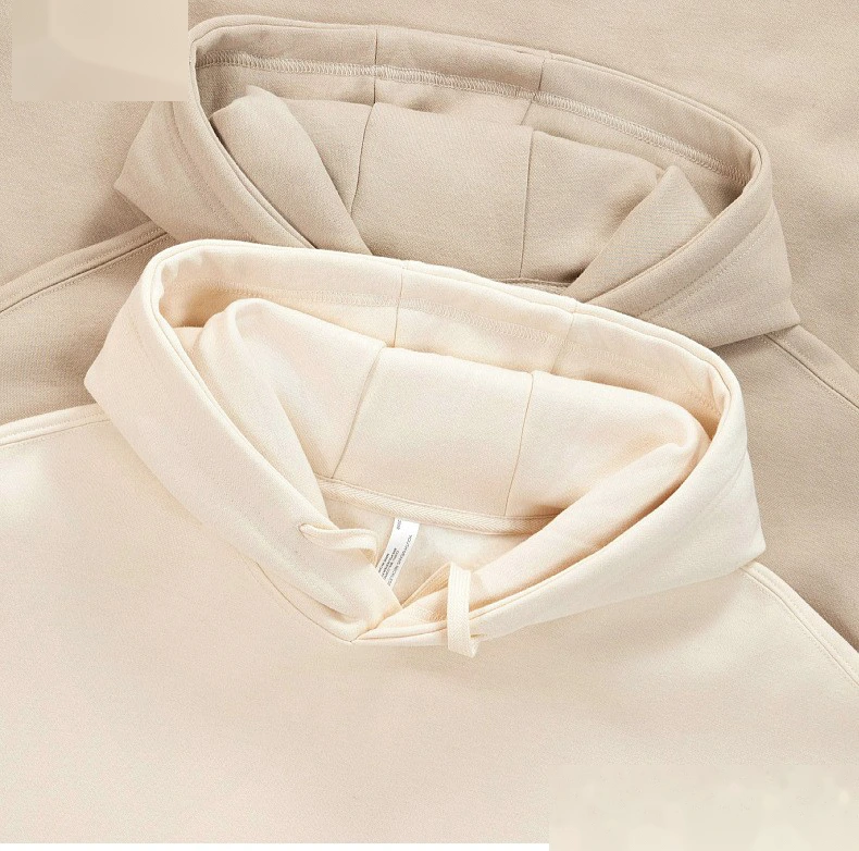 Customized plush napped pullover sweater for men and women loose solid color hoodie detail