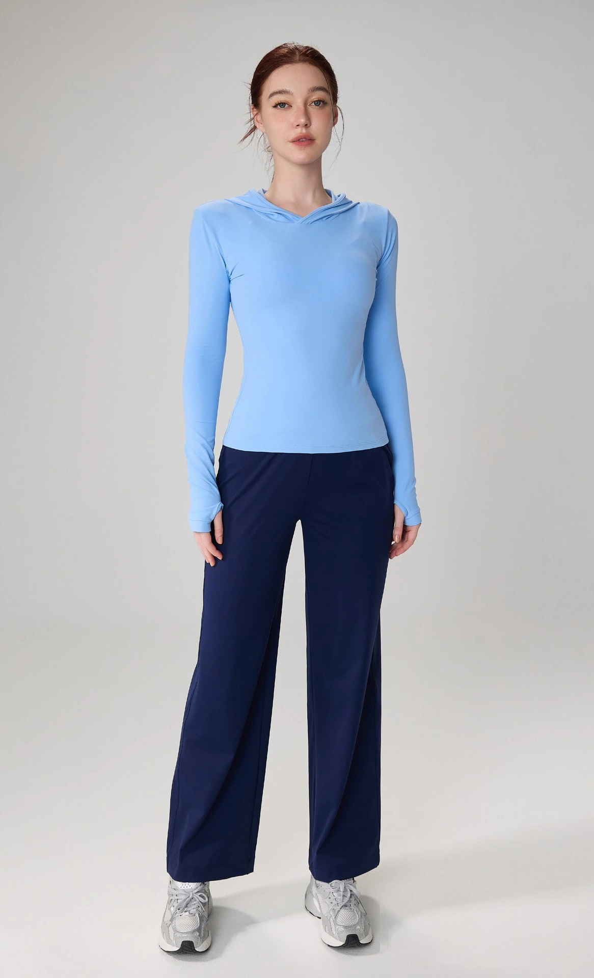 autumn hooded fitness suit Slim-fit Yoga with Finger Sleeve Training Running Shirt Female Autumn detail