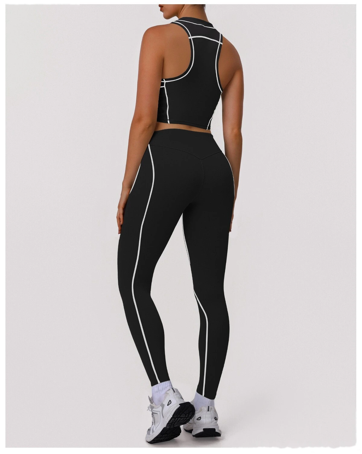 Custom Color Block Fitness Set - High Support Sports Bra & Tight Training Leggings for Yoga Running detail
