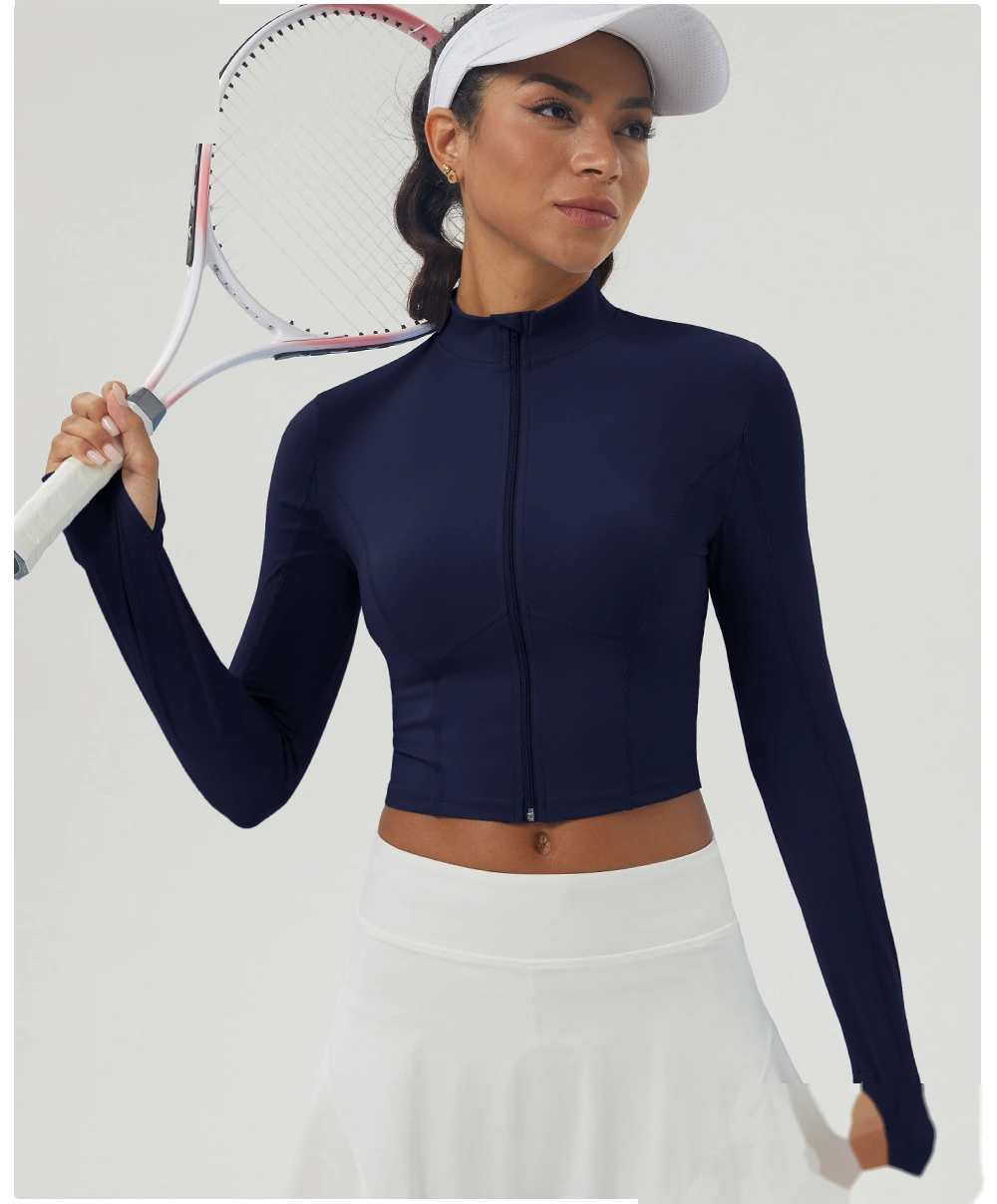 Customized outdoor running zipper tight coat yoga fitness sportswear top woman detail