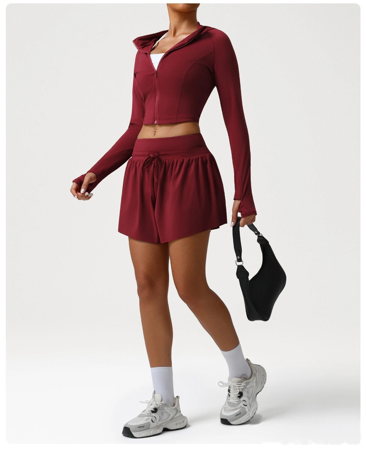 Customized loose nude shorts, high waist and abdomen, leisure yoga pants and anti-exposure fitness shorts - allni detail