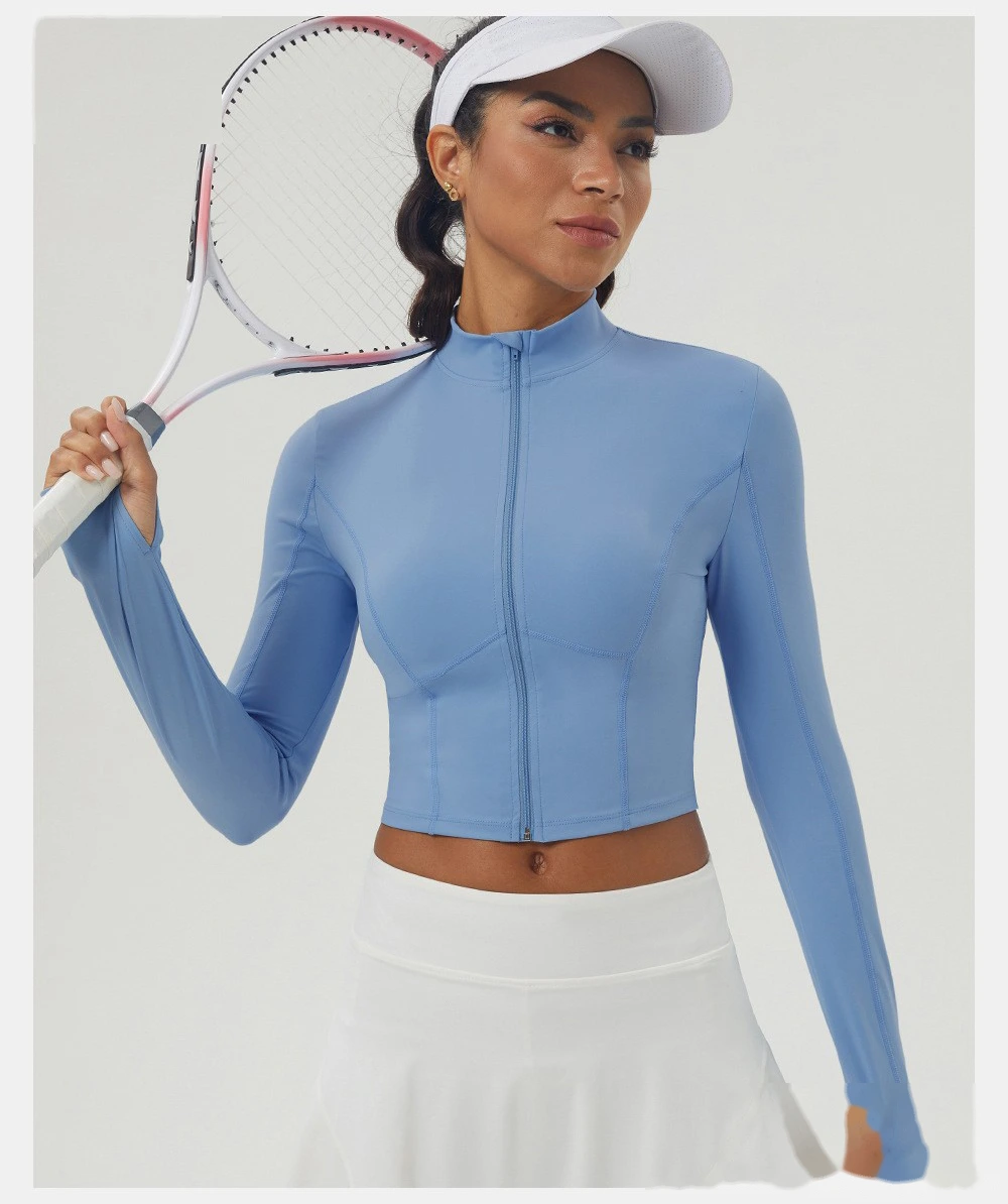 Customized outdoor running zipper tight coat yoga fitness sportswear top woman detail