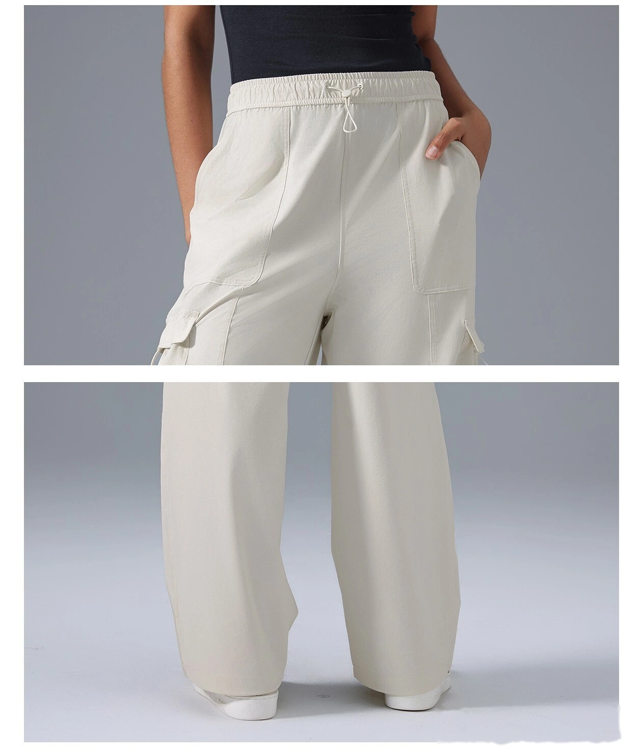 Customize the new loose-legged, wide-leg sports and fitness pants, casual overalls and trousers for women. detail