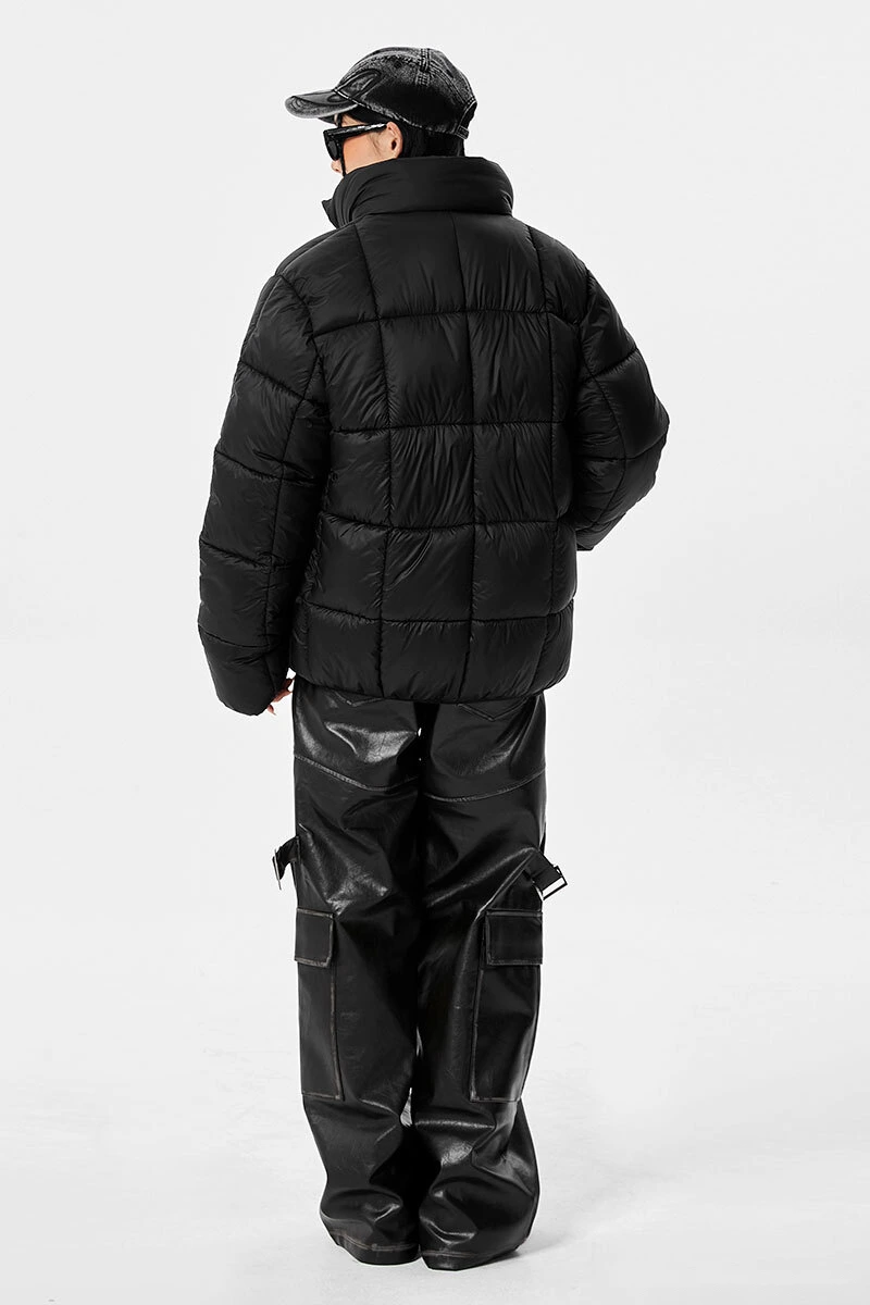 Custom fashion windproof warm pocket men's and women's cotton coat down jacket detail