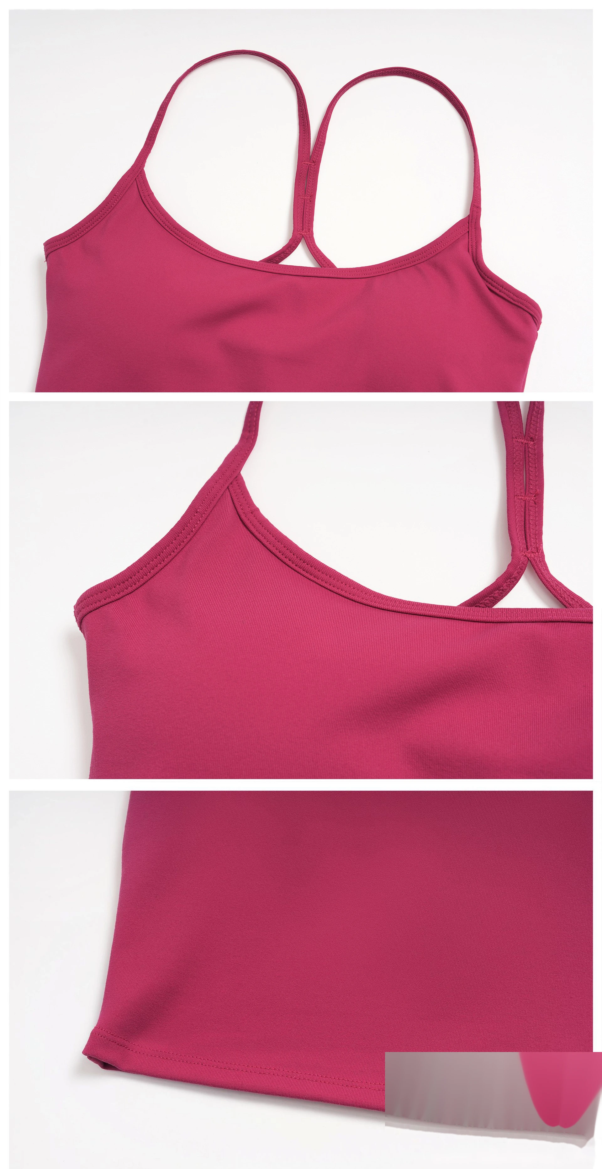 Custom Women's Fitted Yoga Tank Top Casual Versatile Thin Double Strap Sports Bra for Running Workout detail