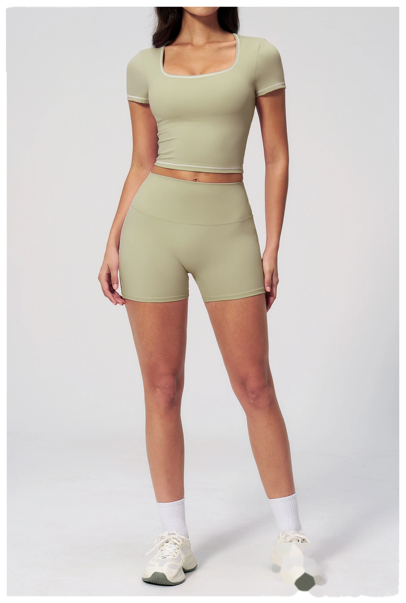 High Waist Peach Hip Naked Feel Yoga Shorts, Elastic Tight Sports Fitness Yoga Short Outfit for Women detail