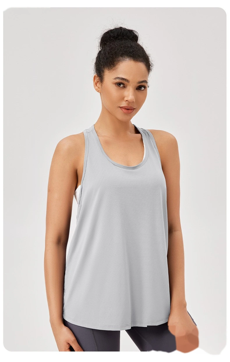 Sports blouse loose suspender vest yoga clothes breathable sleeveless fitness running top detail