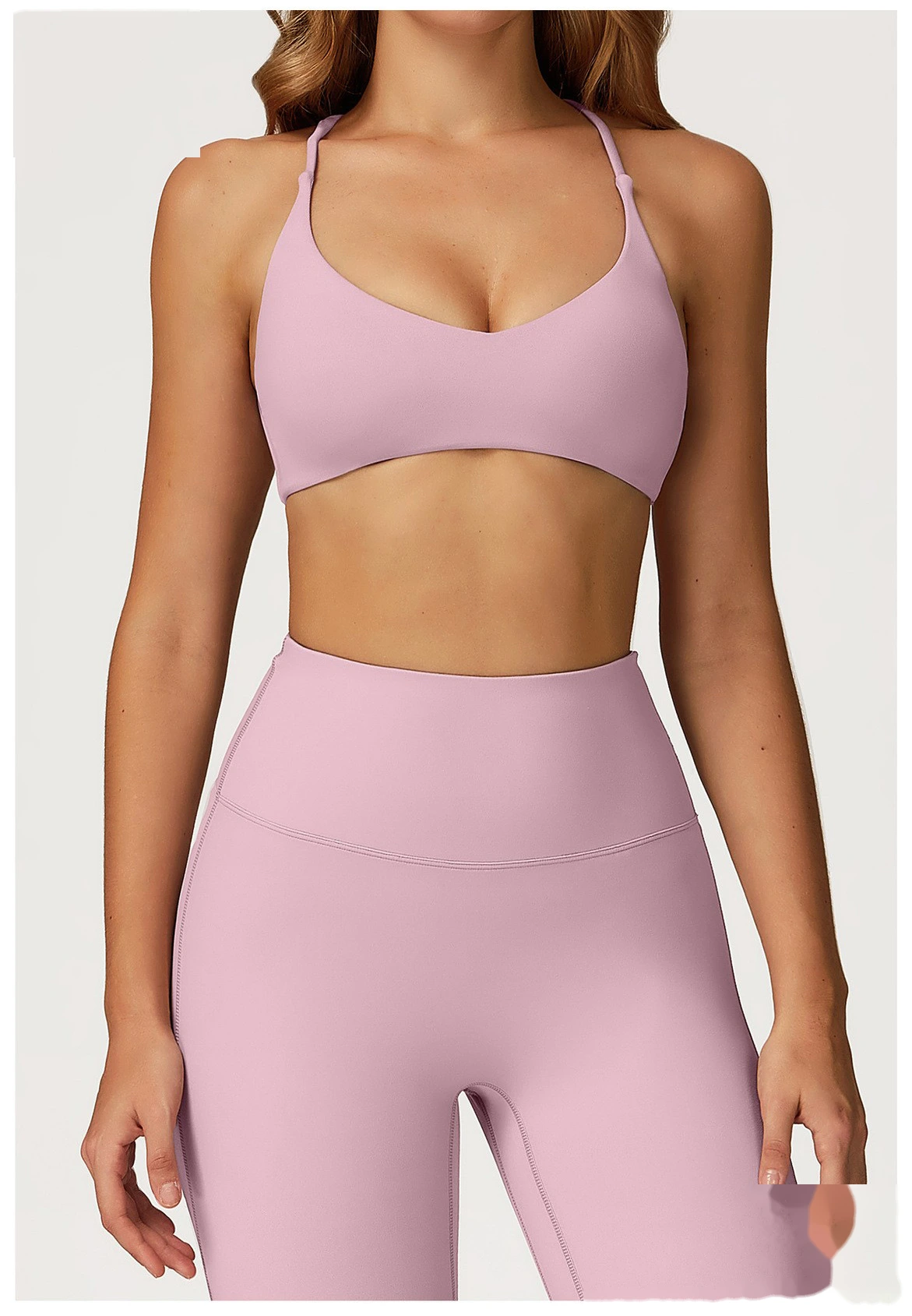 Sports suit women's beautiful back yoga suit tight micro-pull fitness suit detail