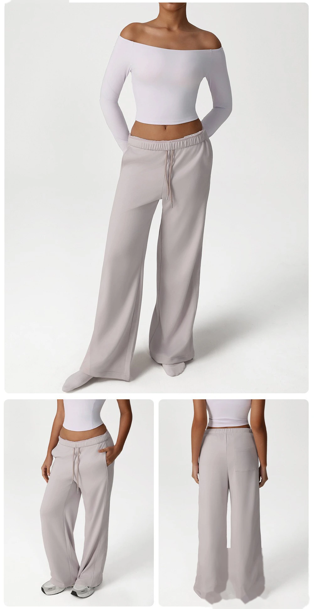 Custom leisure sweatpants loose pocket straight wide-leg pants dance training yoga pants running fitness pants detail
