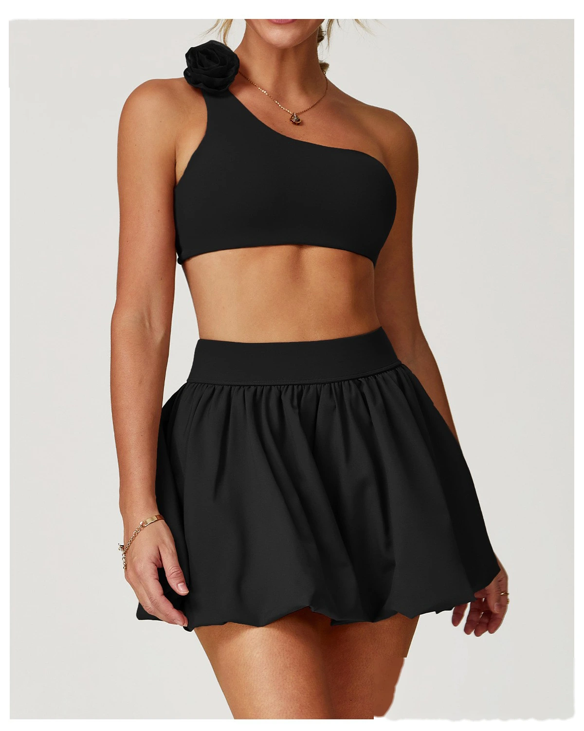 Tennis short skirt anti-exposure bottoming breathable pocket fluffy skirt running short skirt detail