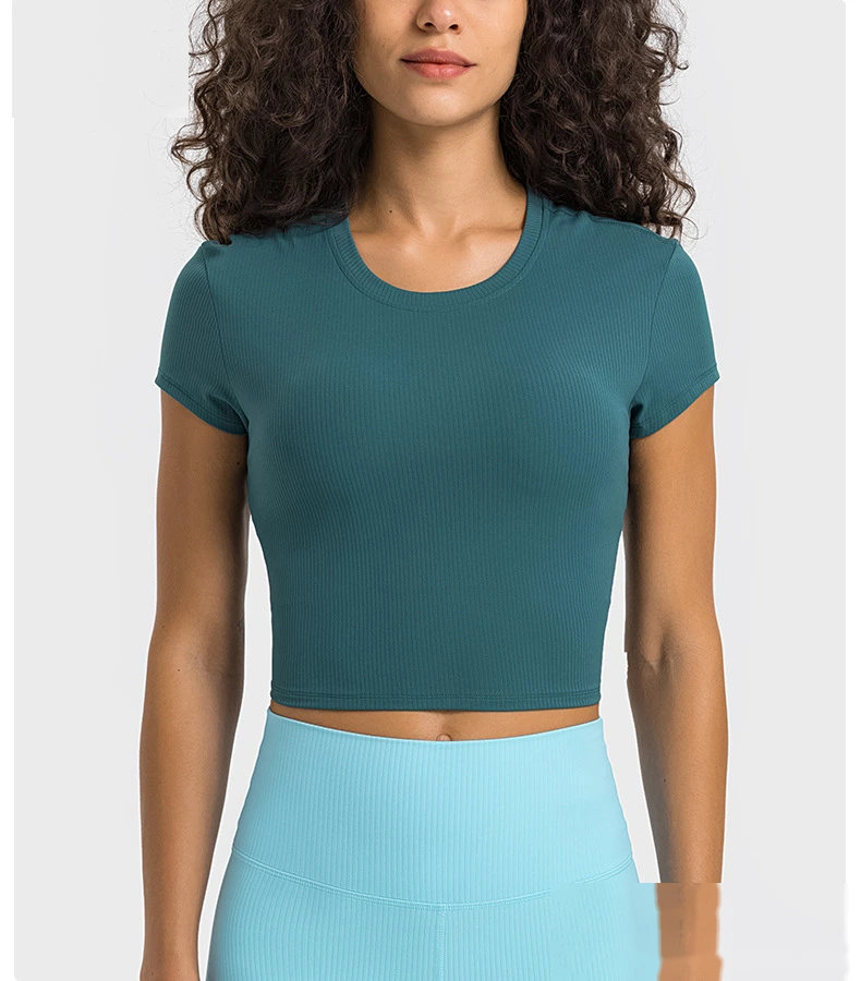 Quality Custom sports shirt sexy navel short yoga short sleeve T-shirt Manufacturer detail