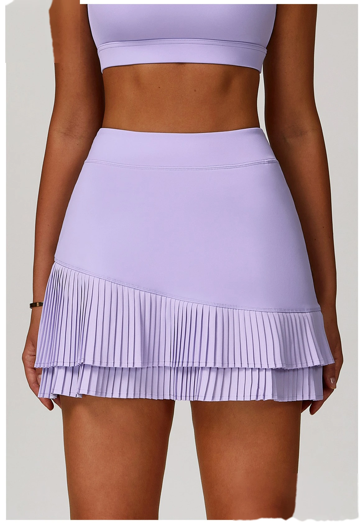 Customized sports skirt with high waist and pleated leggings pocket skirt to prevent exposure detail