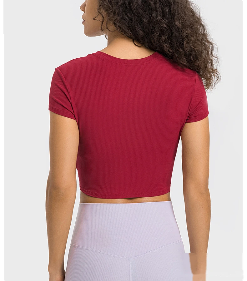 Quality Custom sports shirt sexy navel short yoga short sleeve T-shirt Manufacturer detail