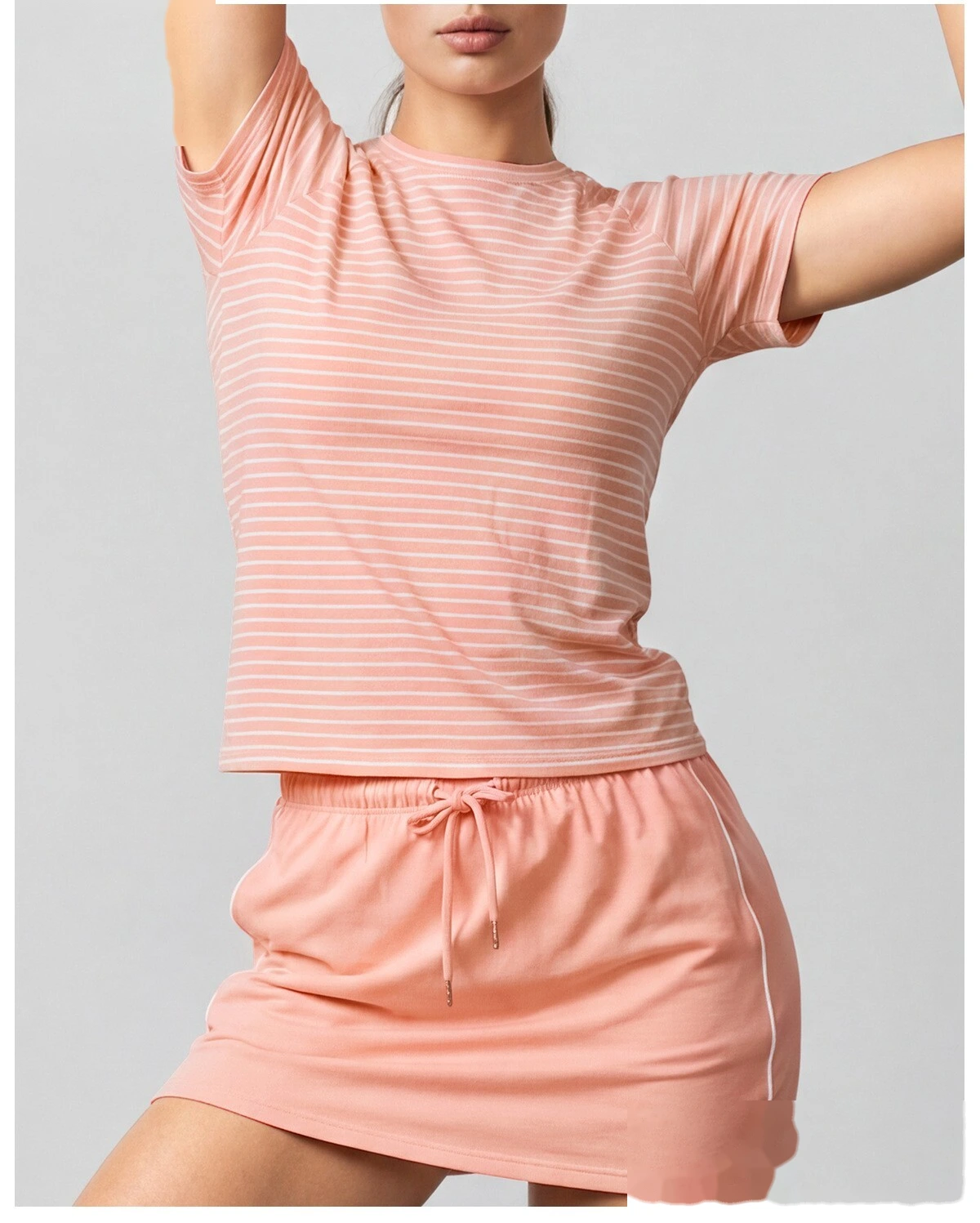 Custom striped new running training women breathable yoga fitness loose Joker T-shirt detail