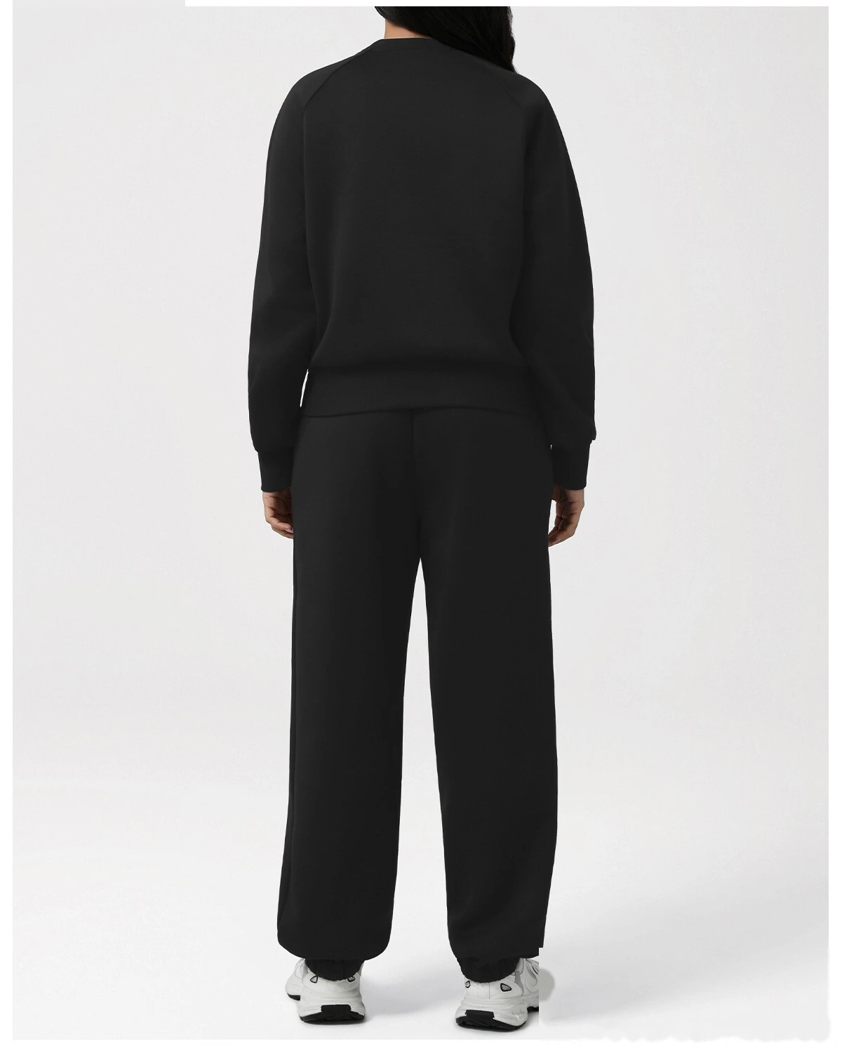 Custom Autumn-Winter Fleece Warm Sweatshirt Set with Cuffed Athletic Jogger Pants & Letter Print detail