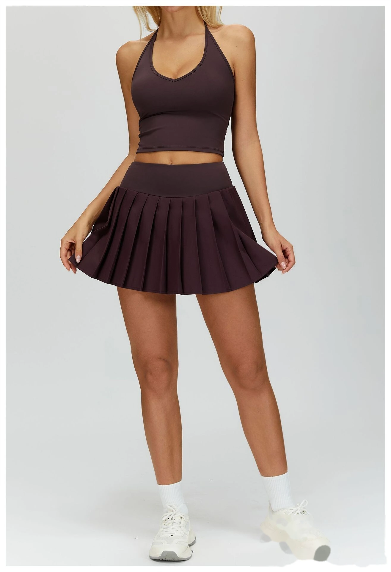Custom Women’s Fake Two-Piece Pleated Skirt - Naked-Feel Anti-Chafing Yoga Tennis Running Fitness Skirt detail