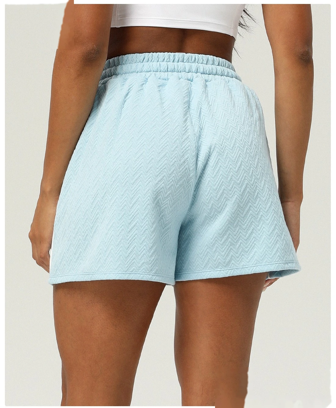 Customized sports casual shorts high waist yoga pants female drawstring outdoor running shorts detail