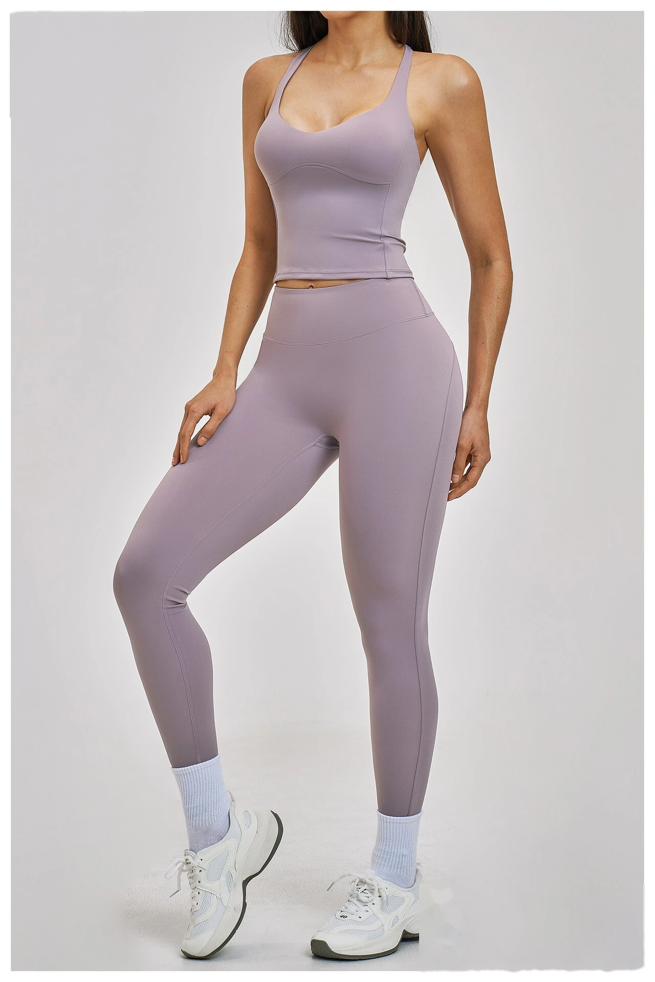 Women’s Crisscross Back Yoga Set Beauty Back Sports Vest & Workout Tight Leggings Fitness Outfit detail