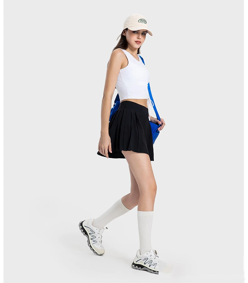 Customized pleated yoga shorts skirt female fake two-piece anti-exposure tennis skirt detail