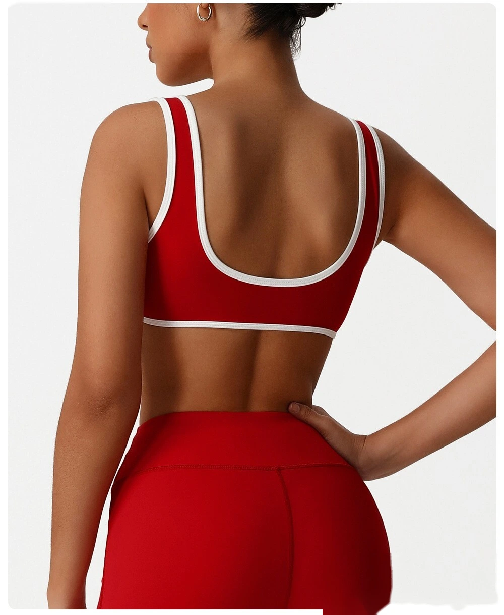 Yoga clothing sports bra Europe and the United States contrast bra fitness exercise high-elastic top vest detail