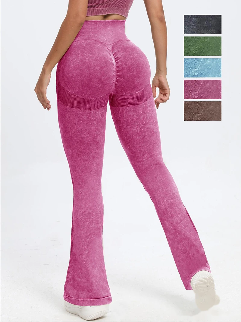 Custom sports scrub tight yoga pants running high waist trumpet fitness pants detail