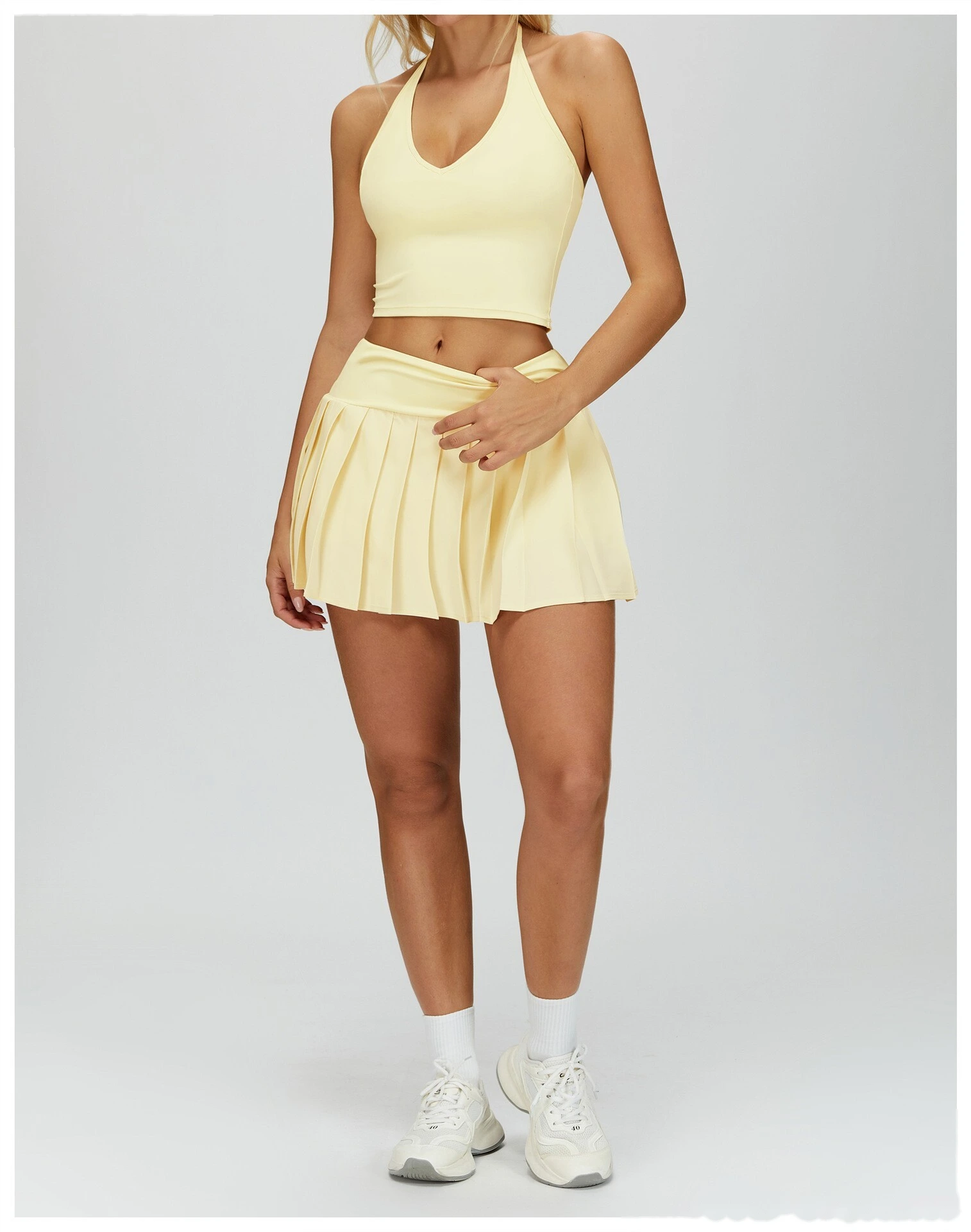 Custom Women’s Fake Two-Piece Pleated Skirt - Naked-Feel Anti-Chafing Yoga Tennis Running Fitness Skirt detail