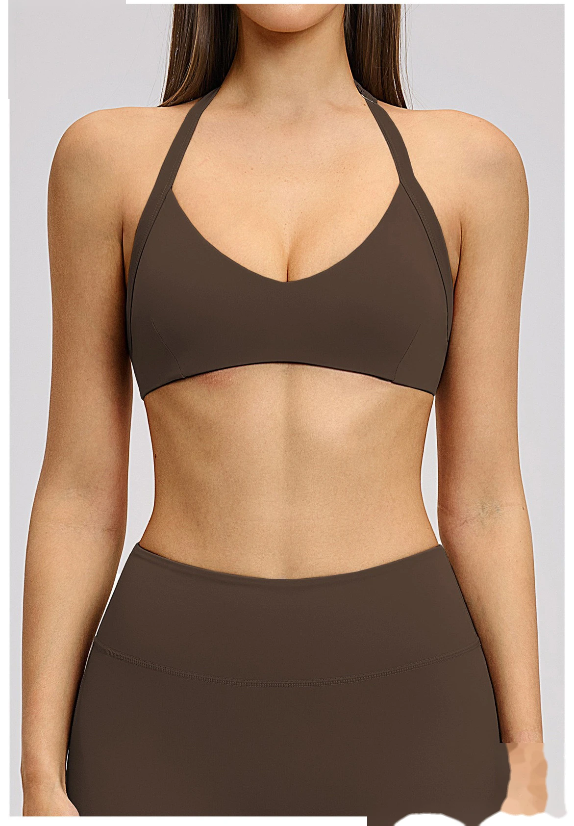 Custom Halter Neck Sports Bra Hollow Back Design Supportive Yoga Bra for Gym Workout Running detail