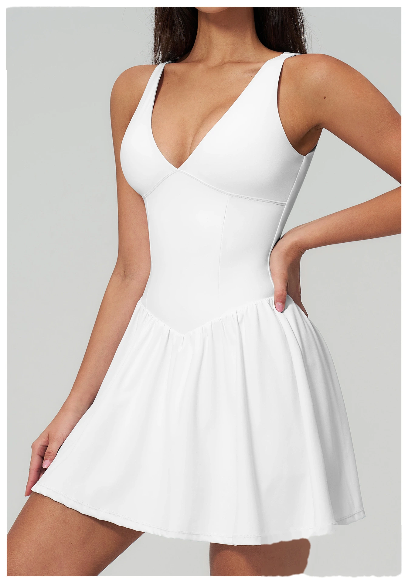 Women’s Custom Sports Tank Dress Sleeveless Slim Yoga Tennis Skirt Dress for Fitness Running Outdoor Activewear detail
