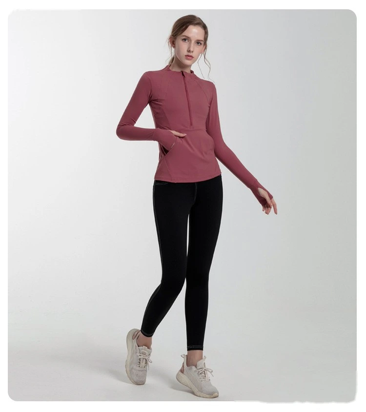 Customized Slim-Slim Long Sleeve Fitness Jacket for Sports and Leisure Yoga detail