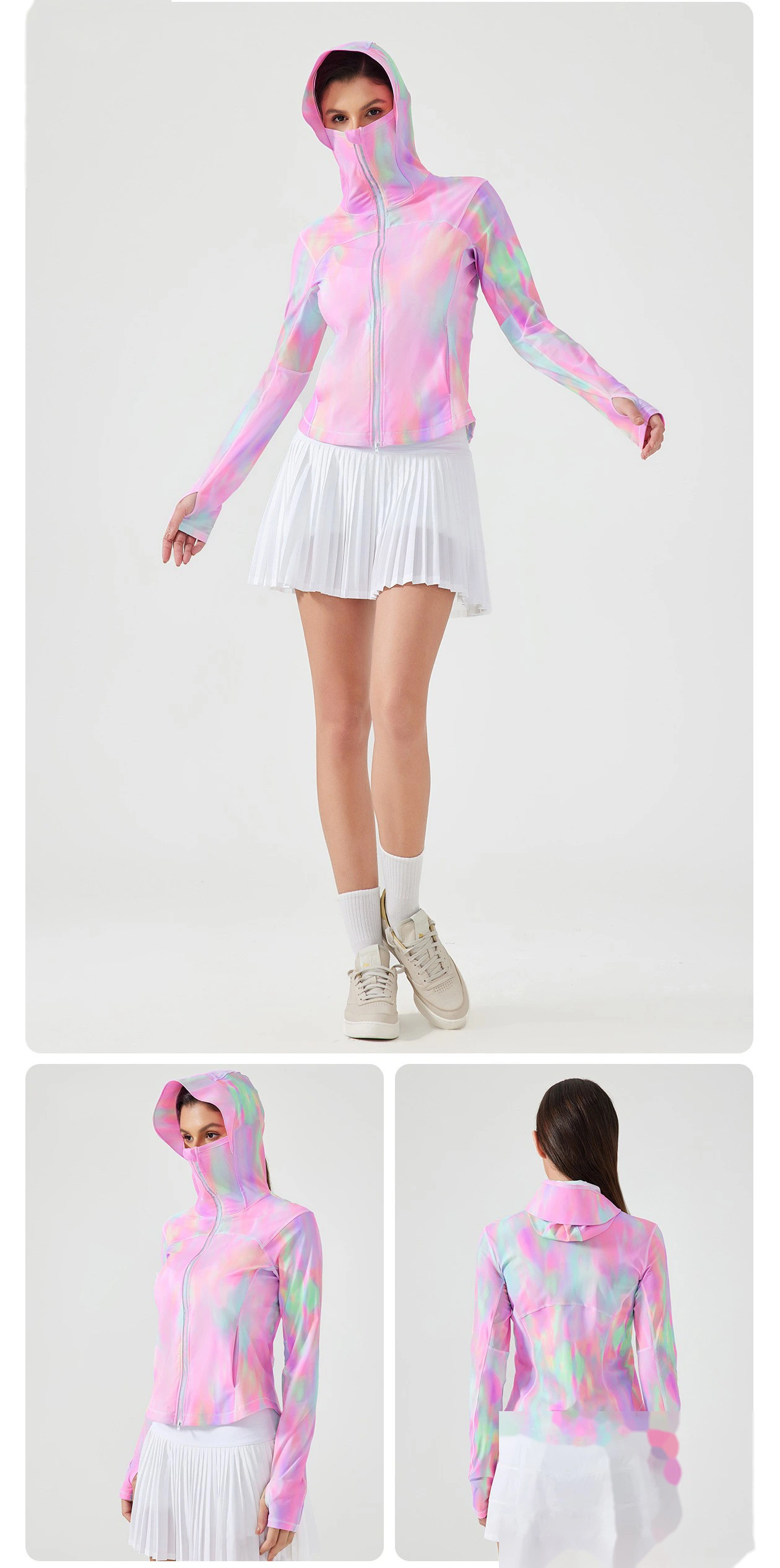 Customized hooded sunscreen clothing for women's ice-quick-drying breathable outdoor anti-ultraviolet skin clothing detail