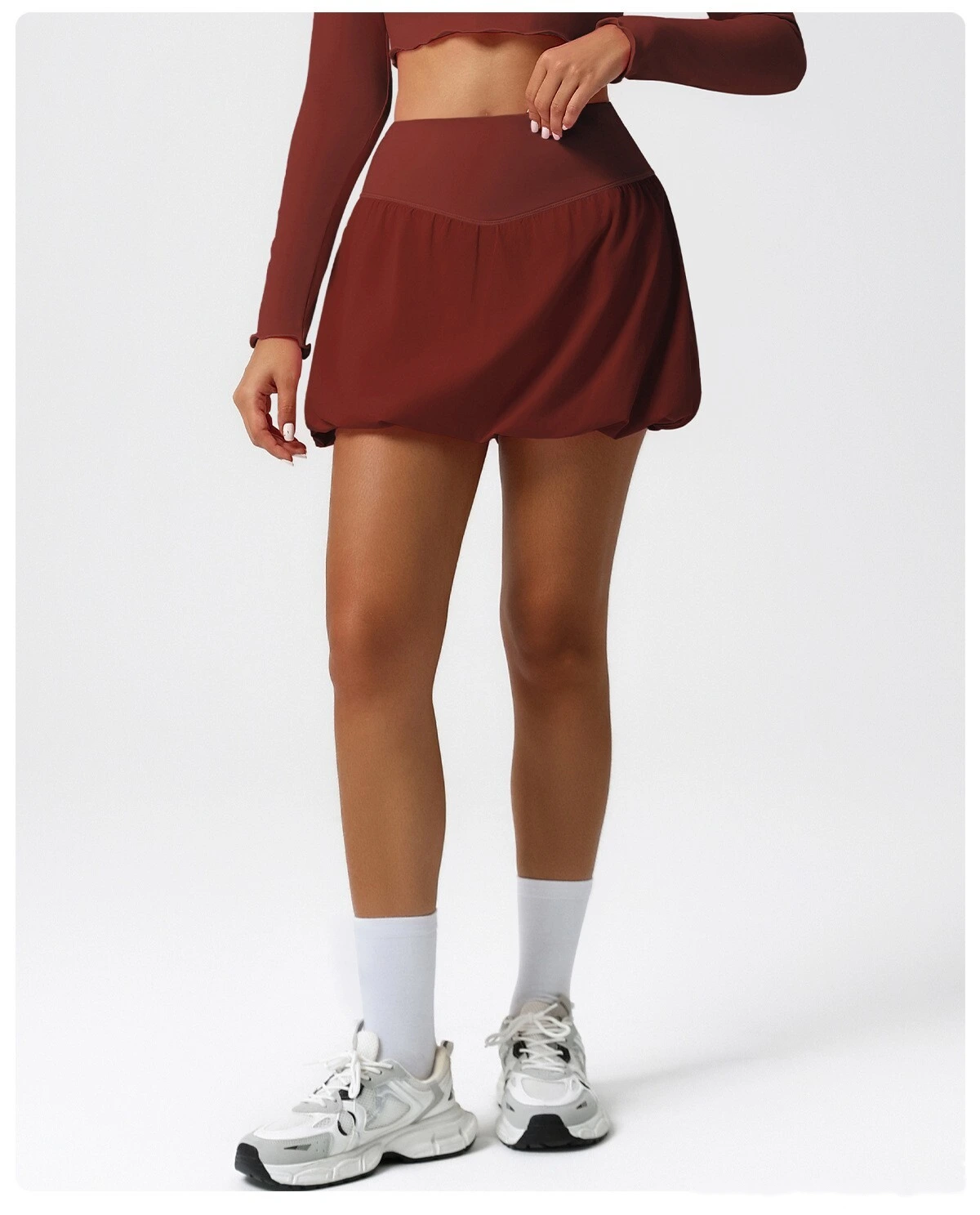 Customized sports tennis skirt anti-exposure bubble skirt Yoga fluffy skirt running fitness skirt detail