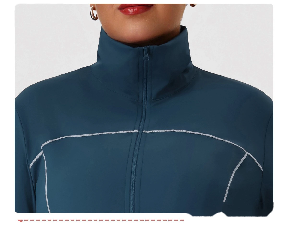 Custom Plus Size Slim Yoga Suit - Winter Outdoor Running Workout Jacket & Activewear Set detail