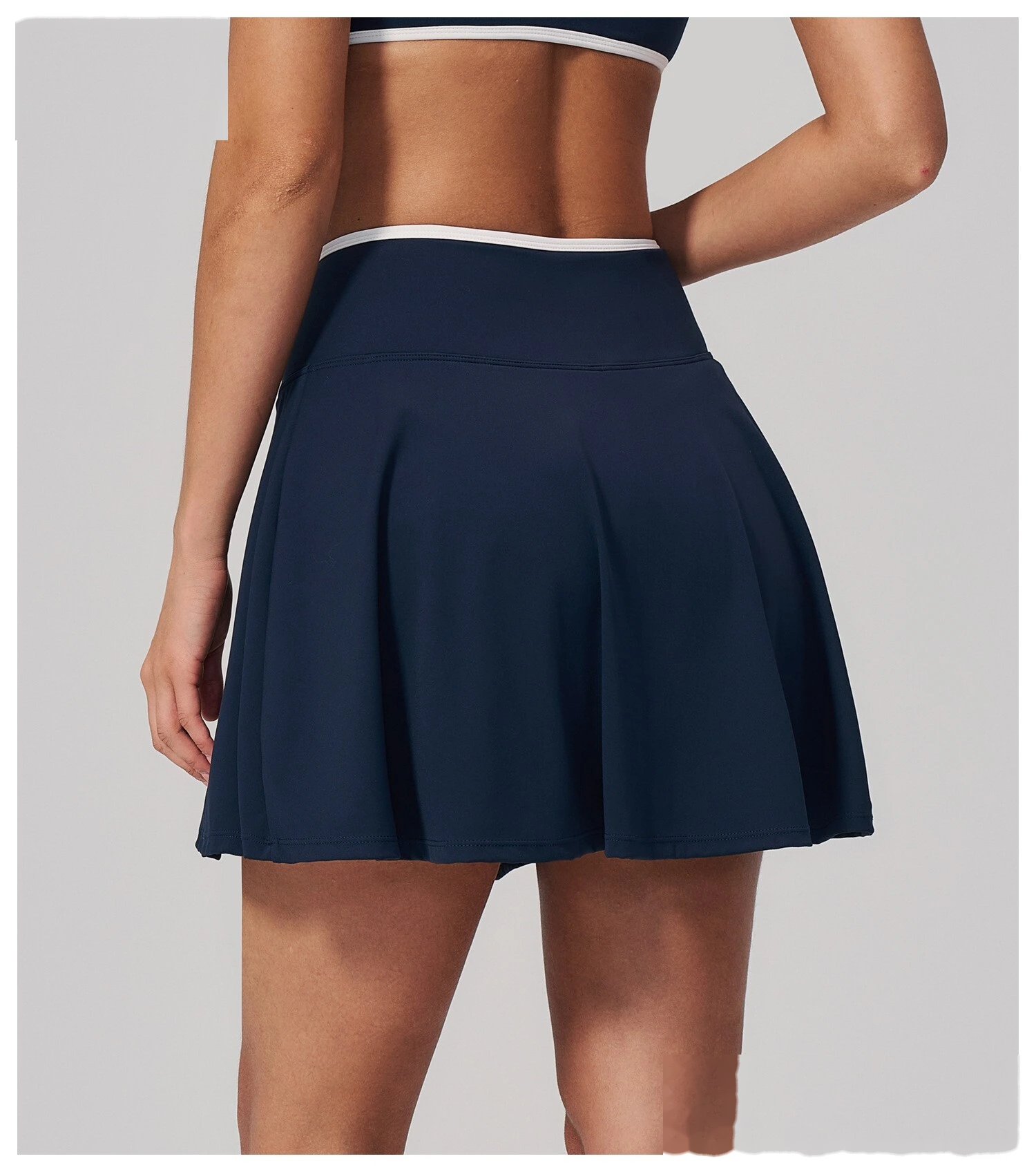 Women Pleated Sports Skort, Naked Feel Anti-Exposure Tennis Skirt for Yoga Fitness Daily Wear detail