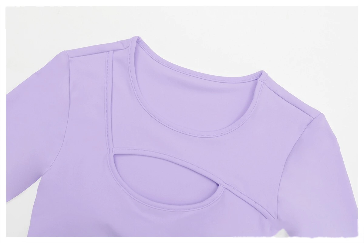 Customized tight-fitting yoga long sleeve earthquake-proof exercise hollow T-shirt running fitness yoga top detail