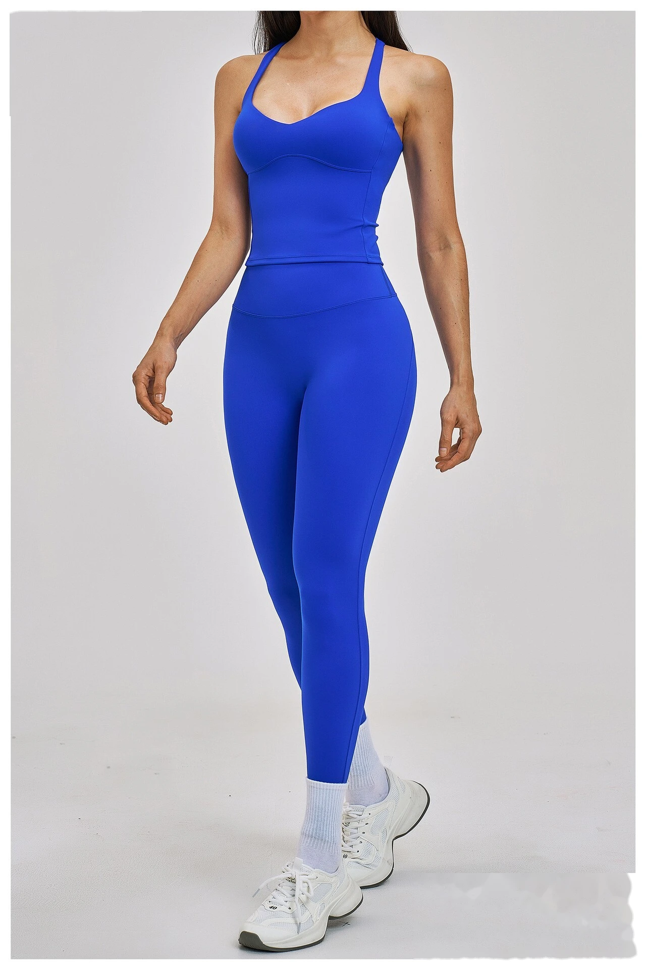Women’s Crisscross Back Yoga Set Beauty Back Sports Vest & Workout Tight Leggings Fitness Outfit detail