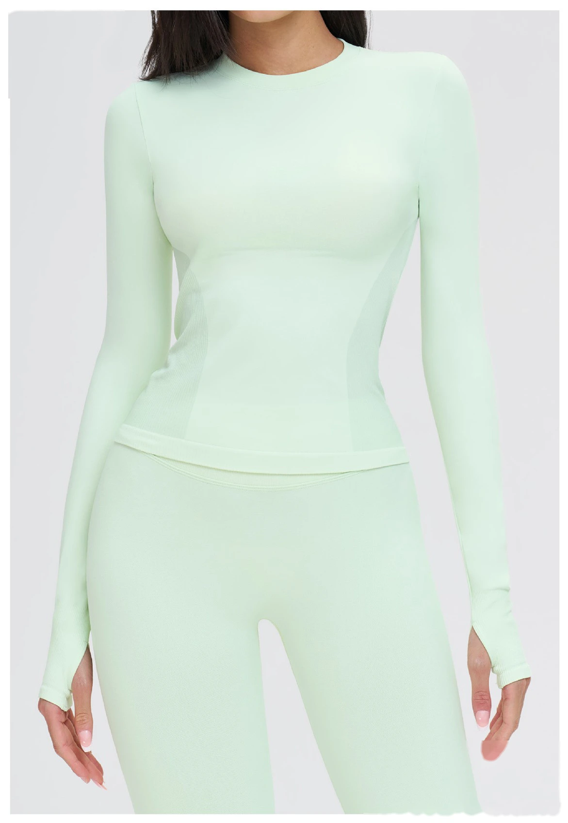 Custom Seamless Yoga Long Sleeve - Women's Crew Neck Tight High-Stretch Running Fitness T-Shirt detail