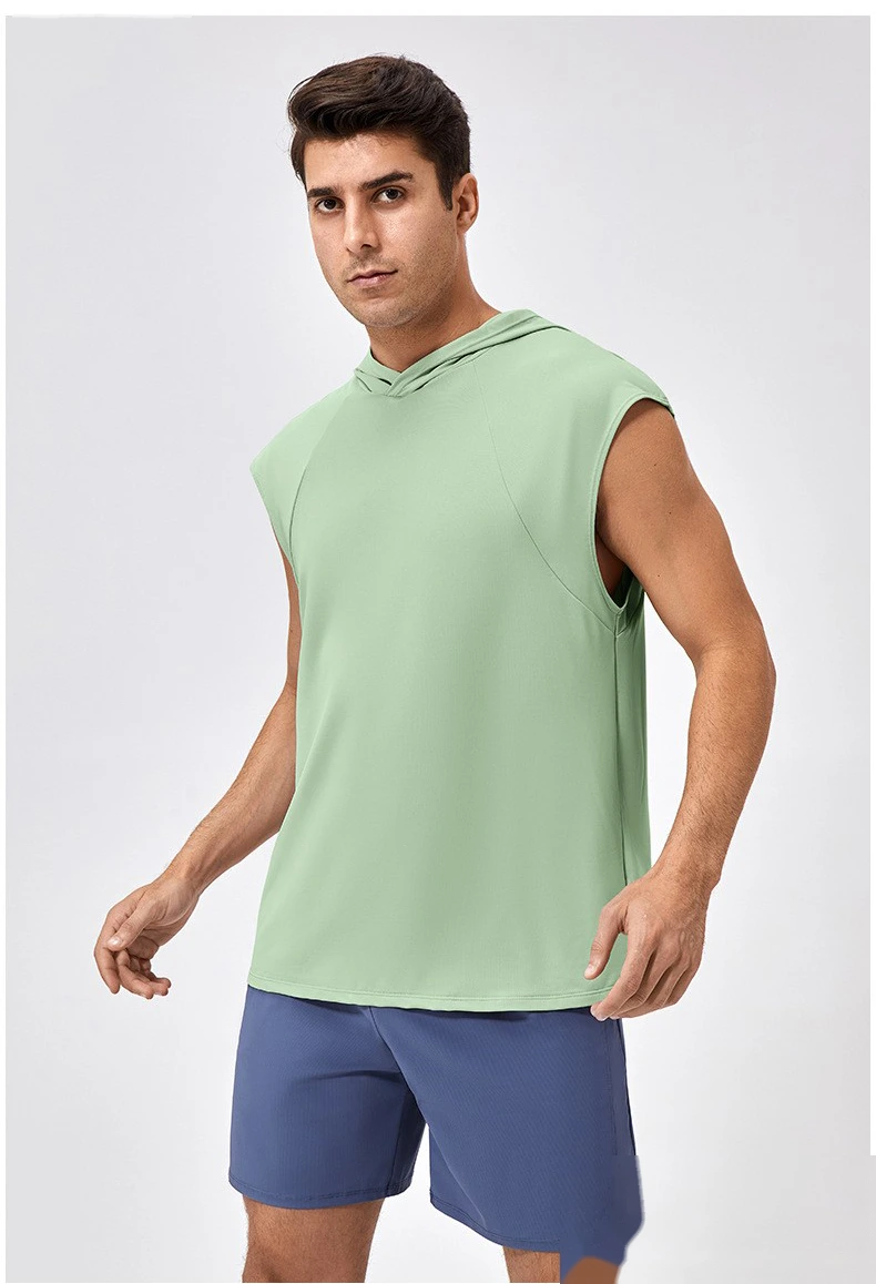 Customized men's loose quick-drying basketball running jacket hooded fitness vest detail