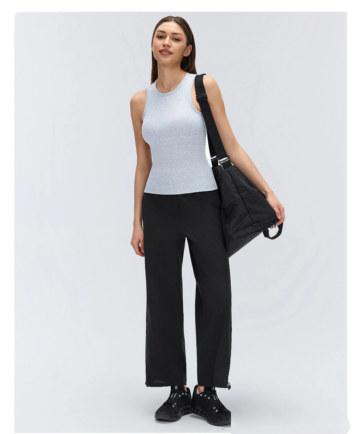 Women’s Spring Summer Casual Pants Drawstring Ankle Cuff Quick Dry Breathable Fitness Workout Cropped Pants detail