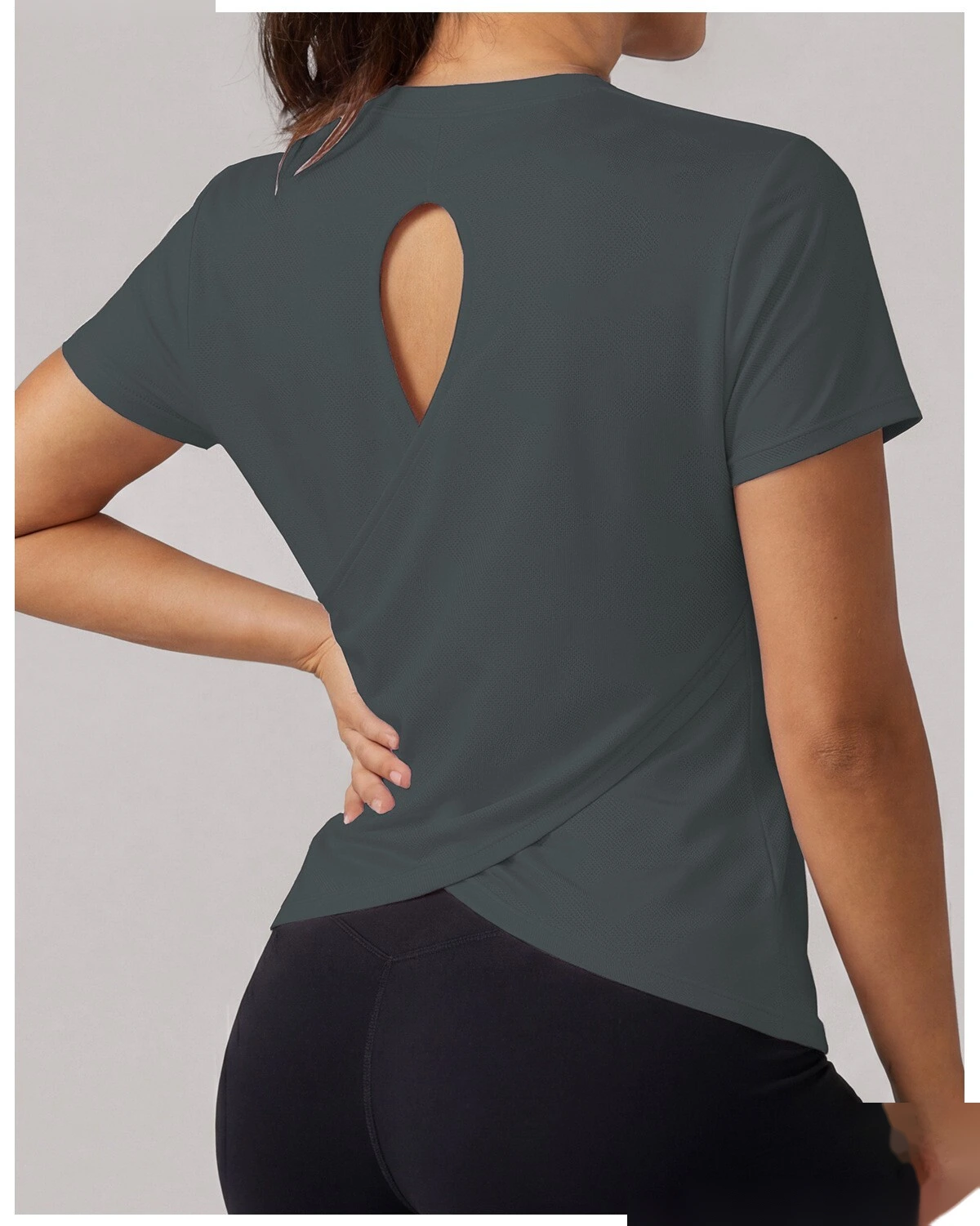 Summer short-sleeved women's new Jacquard running training suit fitness sports shirt T-shirt breathable blouse detail