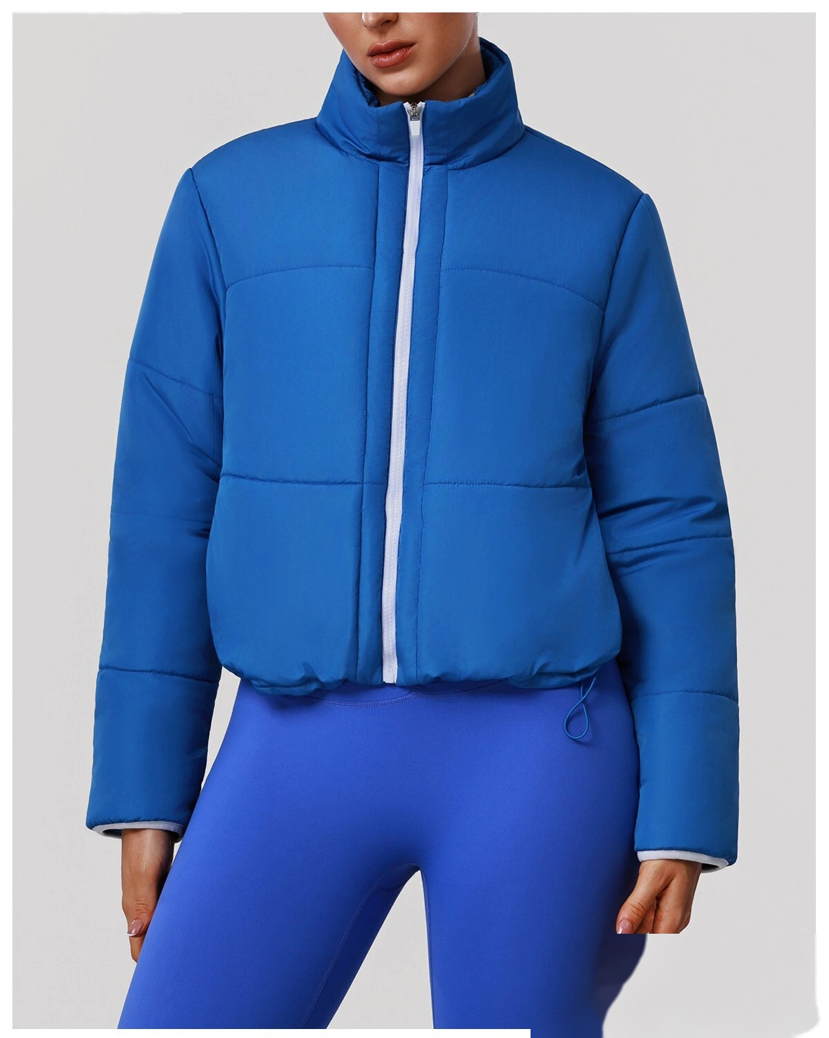 Women's Customizable Slim-Fit Winter Cotton Jacket - Thick Windproof Outdoor Sports Coat with Zipper for Running detail