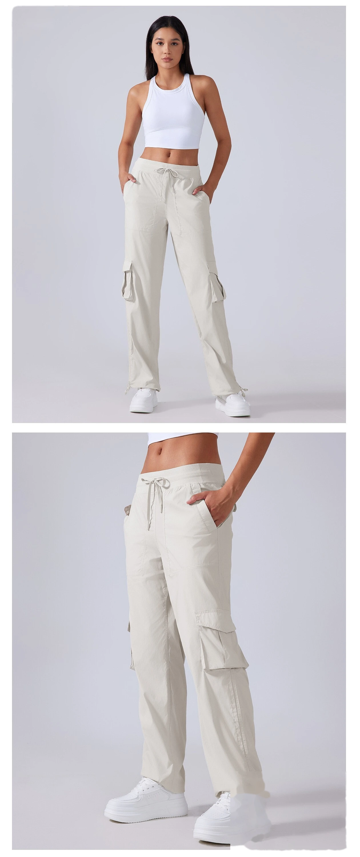 Customized outdoor running pants lightweight fitness pants multi-pocket wide-leg tooling casual pants detail