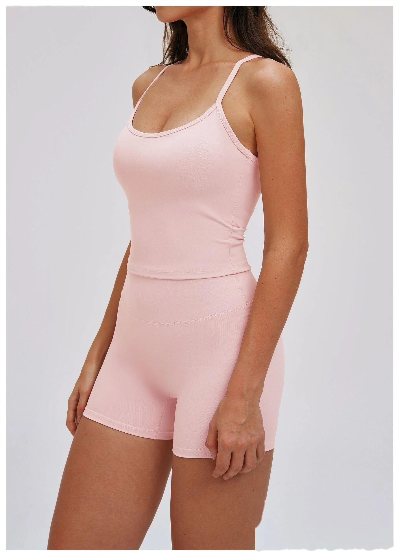 Custom Women's Fitted Yoga Tank Top Casual Versatile Thin Double Strap Sports Bra for Running Workout detail