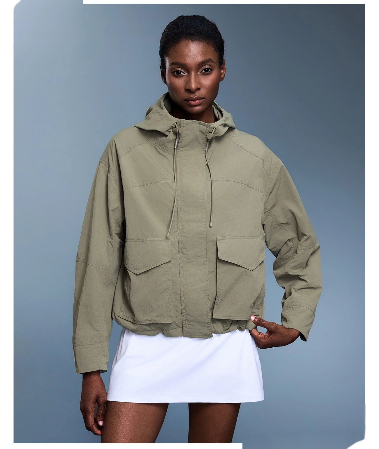 Customized light outdoor waterproof hooded jacket casual windbreaker jacket female autumn. detail