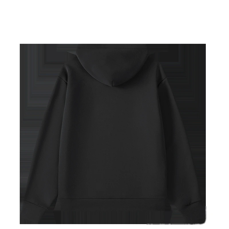 Fall/winter pullover sports hooded sweater solid color pocket loose long sleeve leisure trend air layer sweater detail