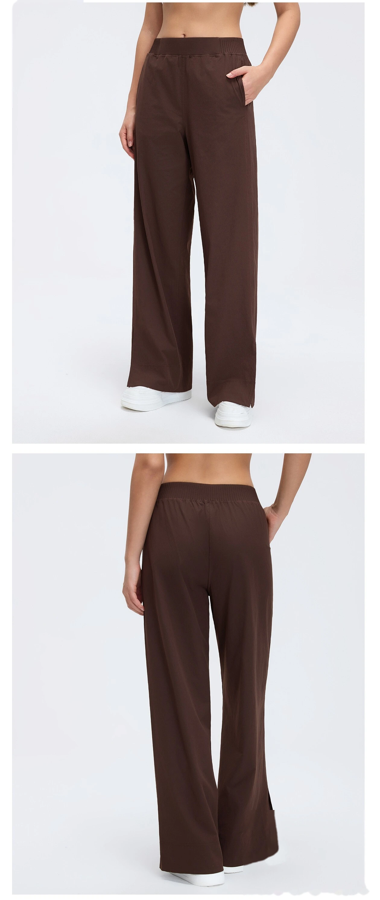 Custom High-Waisted Wide-Leg Pants - Women's Spring-Summer Loose Slimming Solid Casual Sports Trousers detail